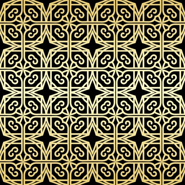 Papel de parede ornamental, fundo vetor de luxo. Padrão floral vintage em preto com gradiente dourado . —  Vetores de Stock