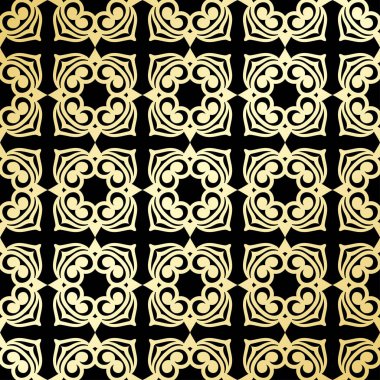 Süs duvar kağıdı, vektör lüks arka plan. Vintage çiçek desenli siyah altın gradyan ile.