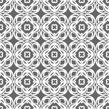 Gri süs sorunsuz duvar kağıdı deseni, vektör çizim