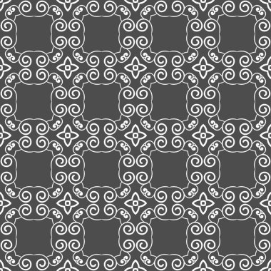 Gri süs sorunsuz duvar kağıdı deseni, vektör çizim