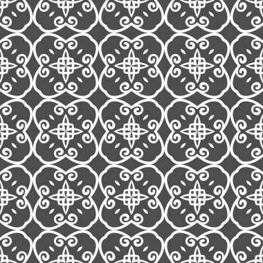 Gri süs sorunsuz duvar kağıdı deseni, vektör çizim