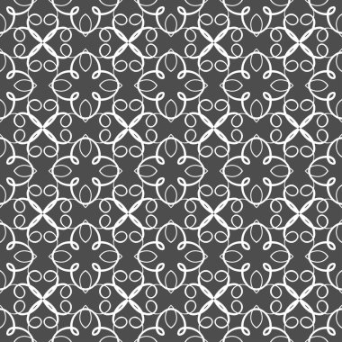 Gri süs sorunsuz duvar kağıdı deseni, vektör çizim