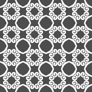 Gri süs sorunsuz duvar kağıdı deseni, vektör çizim