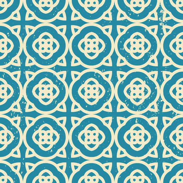 Ornement grunge vintage texturé fond bleu. Grattée vieux sans couture — Image vectorielle