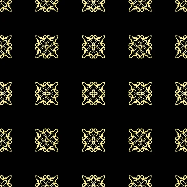 Sömlös prydnads lyx mönster. Svarta och gyllene textil print. Islamiska vector bakgrund. Blommig kakel. Mallen kan användas för tyg, textil, tyg, omslagspapper, Vaxduk och andra design — Stock vektor