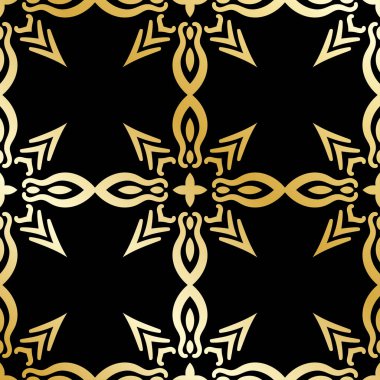 Süs duvar kağıdı, vektör lüks arka plan. Siyah altın gradyan ile Vintage desen.
