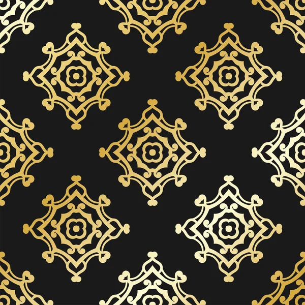 Papel de parede ornamental, fundo vetor de luxo. Padrão vintage em preto com gradiente dourado . — Vetor de Stock