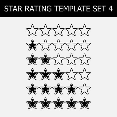 Vektör yıldız değerlendirme değerlendirme. Siyah beyaz resim. Şablon web tasarımı için.