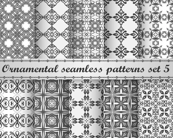 Süs vintage desen yinelenen sorunsuz on kümesi. Kağıt, ambalaj, kumaş, tekstil, duvar kağıdı, çini, yağlı ve diğer sarma tasarım şablonu.