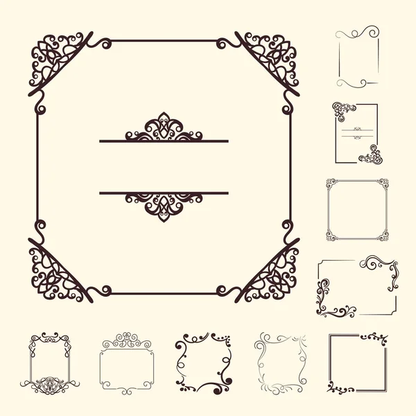 Vector decorative elements for design. Frame templates set. Fine floral border. Lace decor. Elegant art for birthday and greeting card, wedding invitation. — Stock Vector