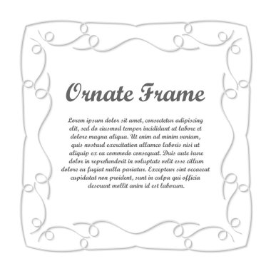 Vektör tasarımı için dekoratif unsur. Metin için yer çerçeve şablonu. Güzel çiçek sınır. Dantel dekor. Zarif sanat için doğum günü ve düğün davetiye, tebrik kartı.