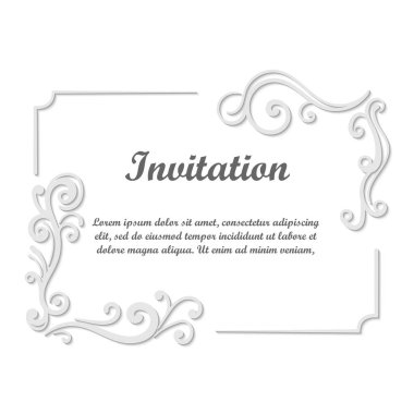 Vektör tasarımı için dekoratif unsur. Metin için yer çerçeve şablonu. Güzel çiçek sınır. Dantel dekor. Zarif sanat için doğum günü ve düğün davetiye, tebrik kartı.