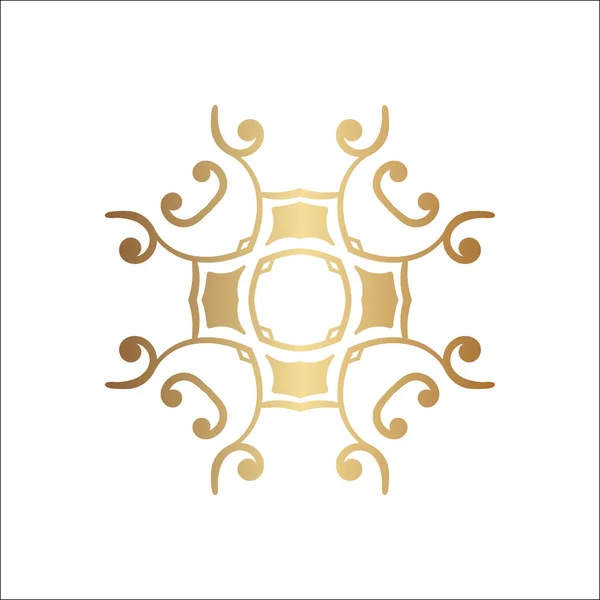 Luxusní ozdobné logo. Zlaté logo flower geometrické stylizace. Jednoduché geometrické znamení. — Stockový vektor