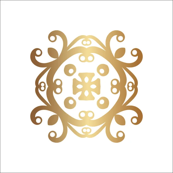 Logotipo ornamentale di lusso. Logo oro, fiore stilizzato geometrico. Semplice segno geometrico . — Vettoriale Stock