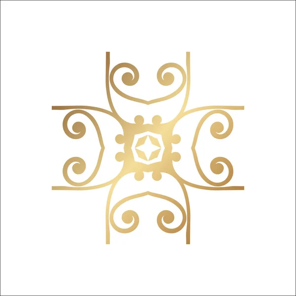 Logotipo ornamentale di lusso. Logo oro, fiore stilizzato geometrico. Semplice segno geometrico . — Vettoriale Stock