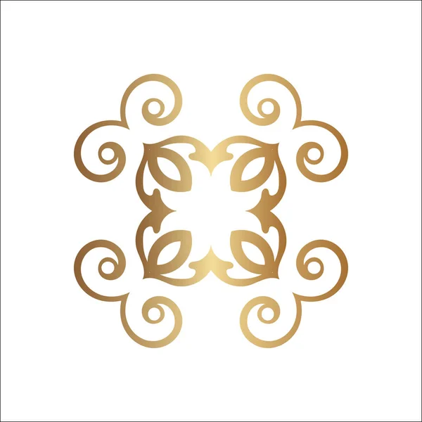 Logotipo ornamentale di lusso. Logo oro, fiore stilizzato geometrico. Semplice segno geometrico . — Vettoriale Stock