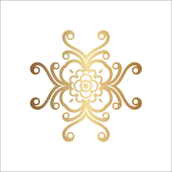 Luxury ornamental logotype. Gold logo, flower geometrical stylize . Simple geometric sign. — Stock Vector