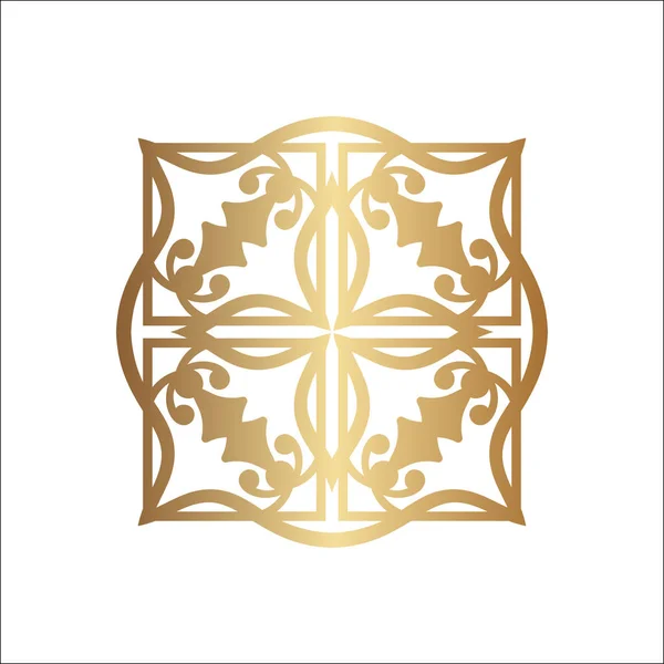 Logotipo ornamentale di lusso. Logo oro, fiore stilizzato geometrico. Semplice segno geometrico . — Vettoriale Stock