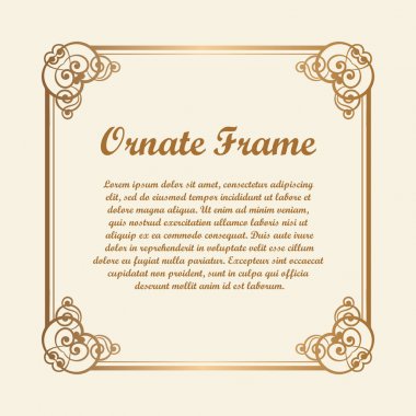 Vektör tasarımı için dekoratif unsur. Metin için yer çerçeve şablonu. Güzel çiçek süs sınır. Dantel dekor. Zarif sanat için doğum günü ve düğün davetiye, tebrik kartı. Süslü köşe.