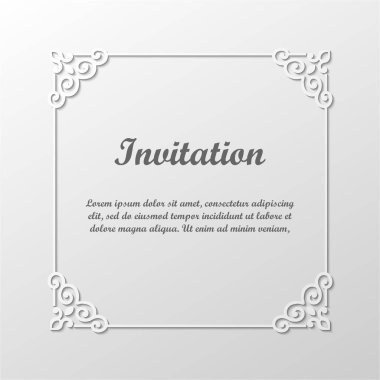 Vektör dekoratif gri çerçeve. Tasarım şablonunun zarif öğe metin için yer ile. Çiçek sınır. Dantel dekor için doğum günü ve düğün davetiye, tebrik kartı.