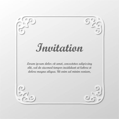 Vektör dekoratif gri çerçeve. Tasarım şablonunun zarif öğe metin için yer ile. Çiçek sınır. Dantel dekor için doğum günü ve düğün davetiye, tebrik kartı.
