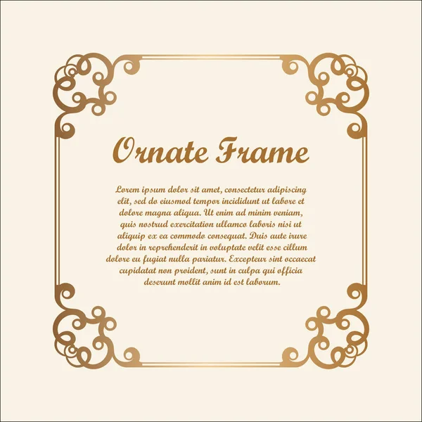 Vektör dekoratif çerçeve altın gradyan ile. Tasarım şablonunun zarif öğe metin için yer ile. Çiçek sınır. Dantel dekor için doğum günü ve düğün davetiye, tebrik kartı.