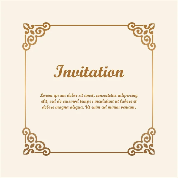 Marco decorativo vectorial con gradiente dorado. Elemento elegante para plantilla de diseño con lugar para texto. Frontera floral. Decoración de encaje para tarjeta de cumpleaños y saludo, invitación de boda . — Archivo Imágenes Vectoriales