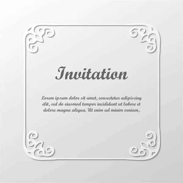 Vector decoratief grijs frame. Elegante element voor ontwerpsjabloon met plaats voor tekst. Floral grens. Lace decor voor verjaardag en wenskaart, uitnodiging bruiloft. — Stockvector