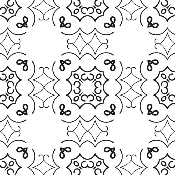 Vektör klasik süs siyah-beyaz desen. Yinelenen öğeleri ile sorunsuz arka plan
