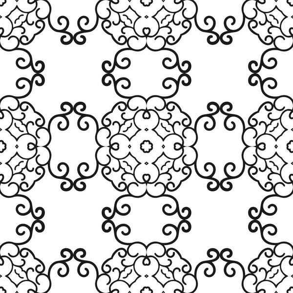 Vector classic ornamental black and white pattern. Seamless abstract background with repeating elements — Stock Vector