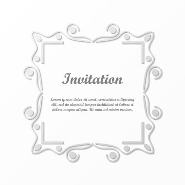 Vektör tasarımı için dekoratif unsur. Metin için yer çerçeve şablonu. Güzel çiçek sınır. Dantel dekor. Zarif sanat için doğum günü ve düğün davetiye, tebrik kartı.