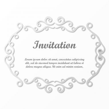 Vektör tasarımı için dekoratif unsur. Metin için yer çerçeve şablonu. Güzel çiçek sınır. Dantel dekor. Zarif sanat için doğum günü ve düğün davetiye, tebrik kartı.