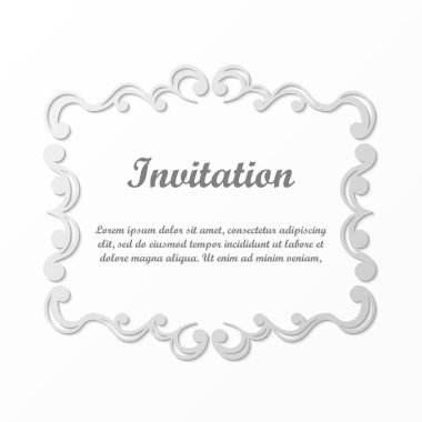Vektör tasarımı için dekoratif unsur. Metin için yer çerçeve şablonu. Güzel çiçek sınır. Dantel dekor. Zarif sanat için doğum günü ve düğün davetiye, tebrik kartı.