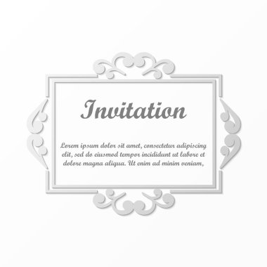 Vektör tasarımı için dekoratif unsur. Metin için yer çerçeve şablonu. Güzel çiçek sınır. Dantel dekor. Zarif sanat için doğum günü ve düğün davetiye, tebrik kartı.