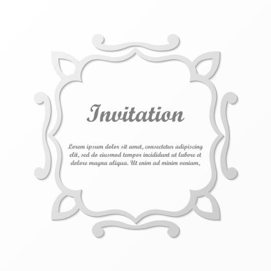 Vektör tasarımı için dekoratif unsur. Metin için yer çerçeve şablonu. Güzel çiçek sınır. Dantel dekor. Zarif sanat için doğum günü ve düğün davetiye, tebrik kartı.