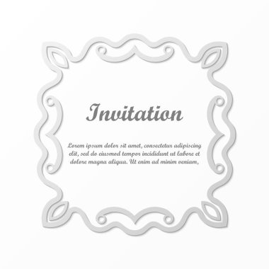 Vektör tasarımı için dekoratif unsur. Metin için yer çerçeve şablonu. Güzel çiçek sınır. Dantel dekor. Zarif sanat için doğum günü ve düğün davetiye, tebrik kartı.