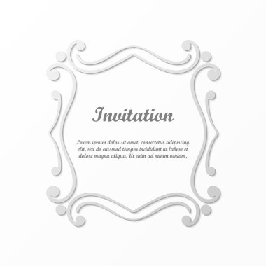Vektör tasarımı için dekoratif unsur. Metin için yer çerçeve şablonu. Güzel çiçek sınır. Dantel dekor. Zarif sanat için doğum günü ve düğün davetiye, tebrik kartı.