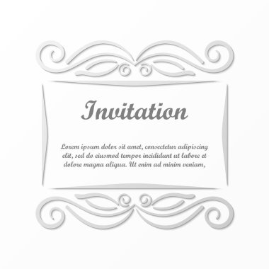 Vektör tasarımı için dekoratif unsur. Metin için yer çerçeve şablonu. Güzel çiçek sınır. Dantel dekor. Zarif sanat için doğum günü ve düğün davetiye, tebrik kartı.