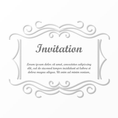 Vektör tasarımı için dekoratif unsur. Metin için yer çerçeve şablonu. Güzel çiçek sınır. Dantel dekor. Zarif sanat için doğum günü ve düğün davetiye, tebrik kartı.