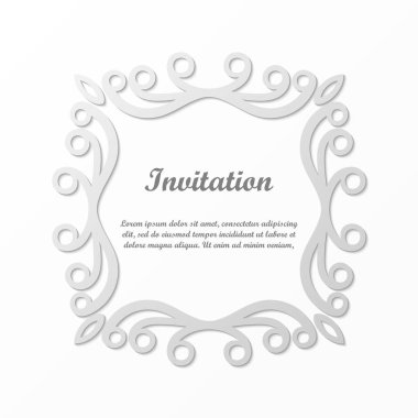 Vektör tasarımı için dekoratif unsur. Metin için yer çerçeve şablonu. Güzel çiçek sınır. Dantel dekor. Zarif sanat için doğum günü ve düğün davetiye, tebrik kartı.