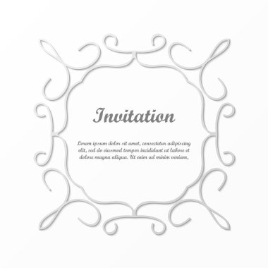 Vektör tasarımı için dekoratif unsur. Metin için yer çerçeve şablonu. Güzel çiçek sınır. Dantel dekor. Zarif sanat için doğum günü ve düğün davetiye, tebrik kartı.