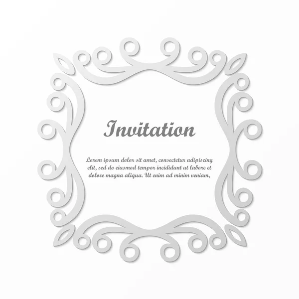 Vector decorative element for design. Frame template with place for text. Fine floral border. Lace decor. Elegant art for birthday and greeting card, wedding invitation. — Stock Vector