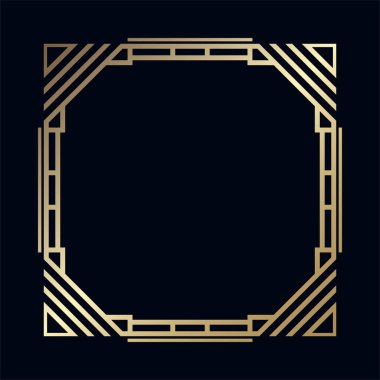 Vintage retro kenarlık ve çerçeve Art Deco tarzında. Tasarım şablonu. Vektör çizim