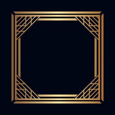 Vintage retro kenarlık ve çerçeve Art Deco tarzında. Tasarım şablonu. Vektör çizim