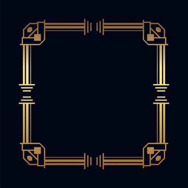 Vintage retro kenarlık ve çerçeve Art Deco tarzında. Tasarım şablonu. Vektör çizim
