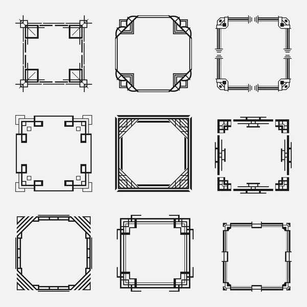 Colección de bordes y marcos Art Deco en estilo de 1920. Plantillas para su diseño. Ilustración vectorial — Archivo Imágenes Vectoriales