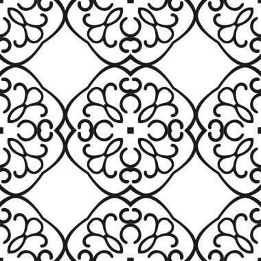 Vektör klasik süs siyah-beyaz desen. Yinelenen öğeleri ile sorunsuz arka plan