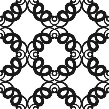 Vektör klasik süs siyah-beyaz desen. Yinelenen öğeleri ile sorunsuz arka plan