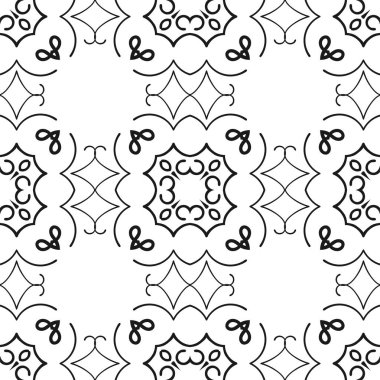 Vektör klasik süs siyah-beyaz desen. Yinelenen öğeleri ile sorunsuz arka plan