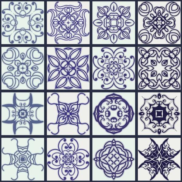 Renkli Seramik Karo. Vintage Türk desen. Seramik karo, duvar kağıdı, linolyum, tekstil, web sayfası ve diğerleri için şablon arka planlar. Vektör çizim.